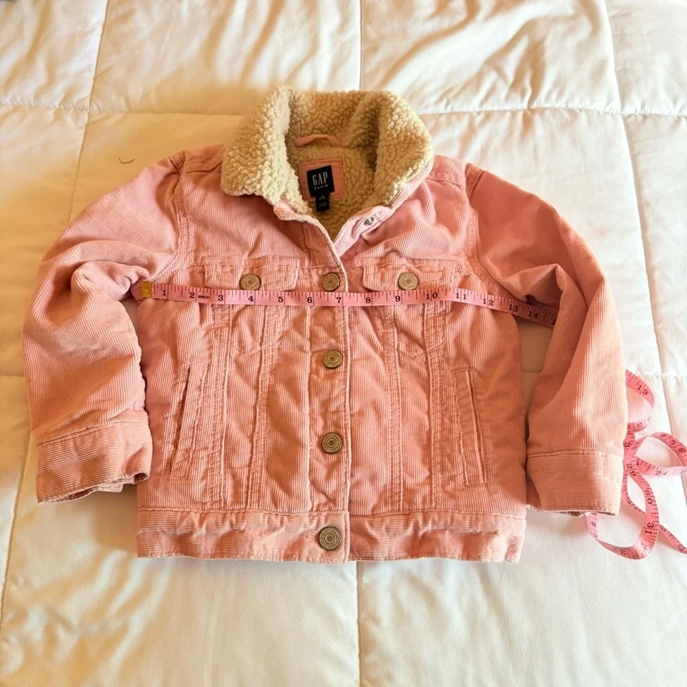 GAP Girls Pink Corduroy Sherpa Collar Jean Jacket